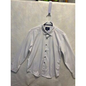 ConStruct Slim Fit Mens Dress Shirt M White Polka Dot Pattern Long Sleeve